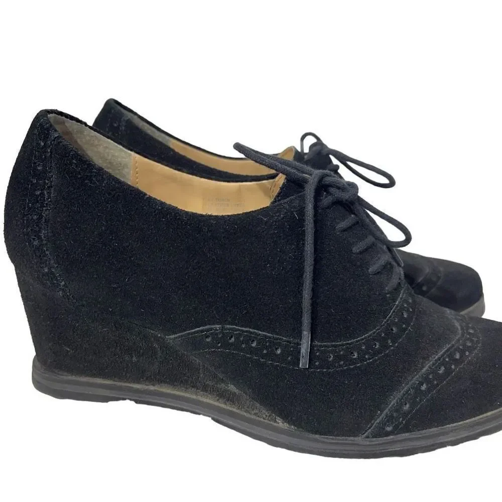 Ellen Tracy Active Women's Black Wedge Suede shoes 7 EUC